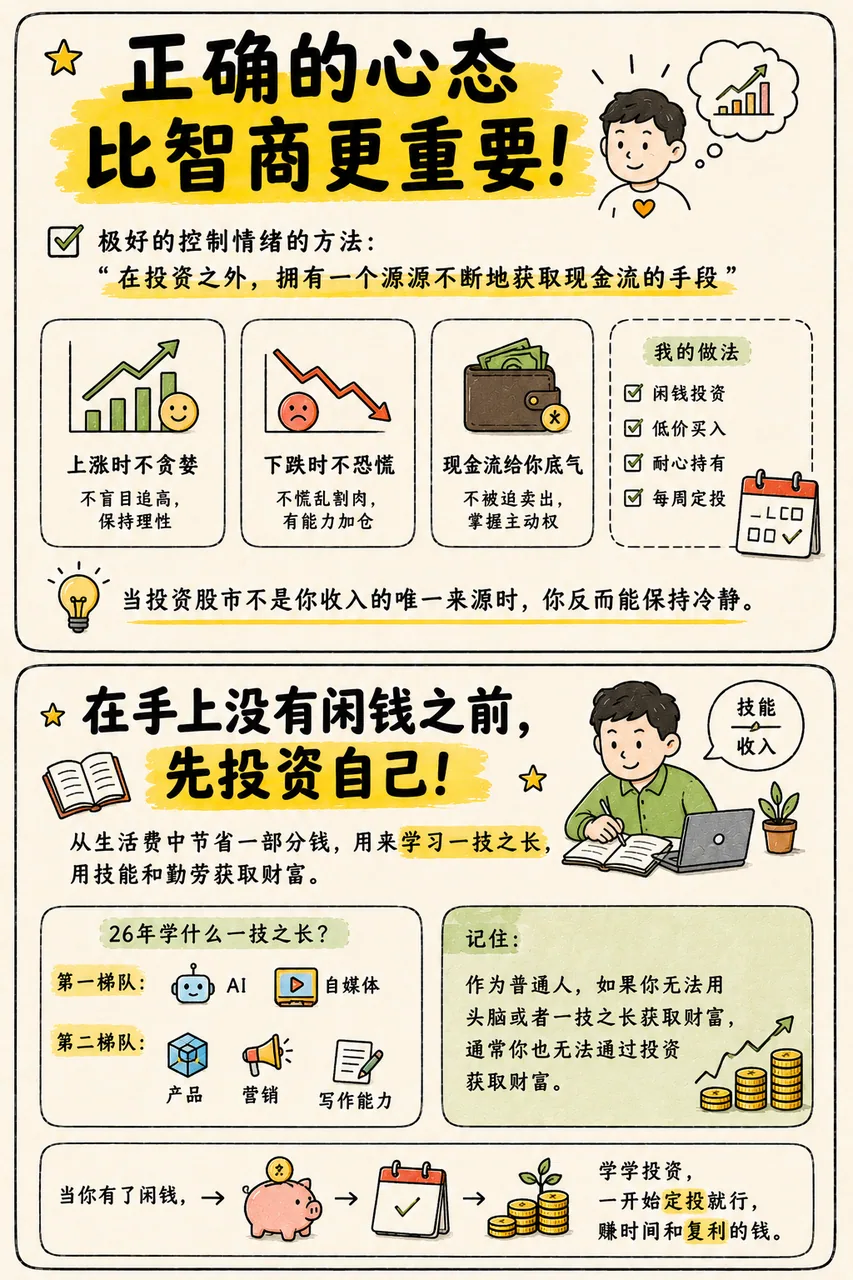 稳定现金流帮助维持投资纪律的心态信息图
